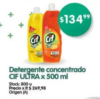 Supermercados Buenos Días CIF Ultra Detergente concentrado x 500ml oferta