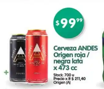 Supermercados Buenos Días Andes Cerveza Origen roja/negra lata x 473cc oferta