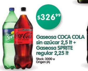 Supermercados Buenos Días Coca Cola Gaseosa sin azücar 2,5lt Gaseosa Sprite regular 2,5lt + Gaseosa Sprite regular 2,25lt oferta