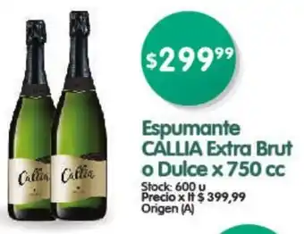 Supermercados Buenos Días Callia Espumenta Extra Brut o Dulce x 750cc oferta