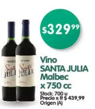 Supermercados Buenos Días Santa Julia Malbec Vino x 750cc oferta