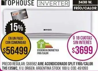 Coto Aire Acondicionado Split Frio/Calor oferta