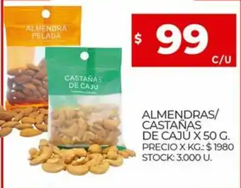 Supermercados DIA Almendras/Castañas De Caju x 50g oferta
