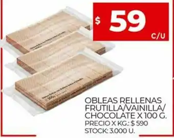 Supermercados DIA Obleas Rellenas Frutilla/Vainilla Chocolate x 100g oferta