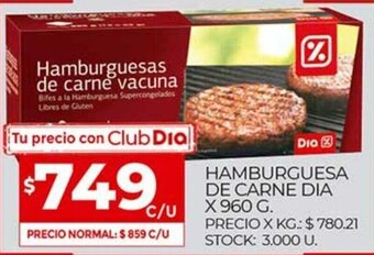 Supermercados DIA Hamburguesa De Carne Dia x 960g oferta