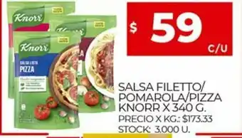 Supermercados DIA Knorr Salsa Filetto/Pomarola/Pizza x 340g oferta