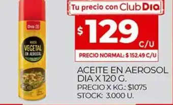 Supermercados DIA Aceite En Aerosol Dia x 120g oferta