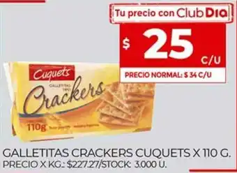Supermercados DIA Galletitas Crackers Cuquetes x 110g oferta