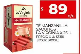 Supermercados DIA Té Manzanilla Saquitos La Virginia x 25u oferta