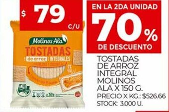 Supermercados DIA Tostadas De Arroz Integral Molinos Ala x 150g oferta