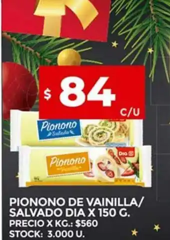 Supermercados DIA Pionono De Vainilla/Salvado Dia x 150g oferta
