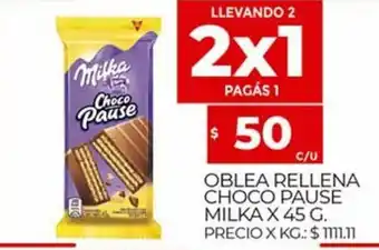 Supermercados DIA Oblea Rellena Choco Pause Milka x 45g oferta