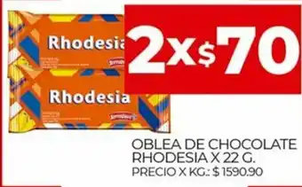 Supermercados DIA Oblea De Chocolate Rhodesia x 22g oferta