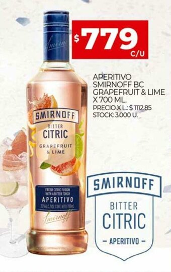 Supermercados DIA Aperitivo Smirnoff BC Grapefruit & Lime x 700ml oferta