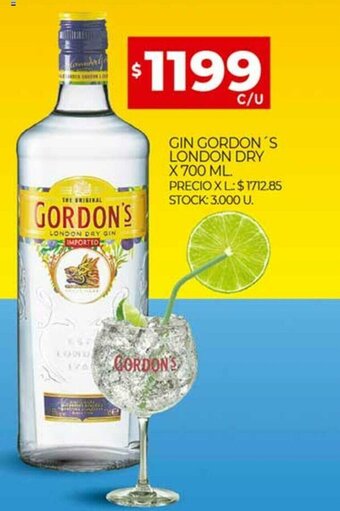 Supermercados DIA Gin Gordon's London Dry x 700ml oferta