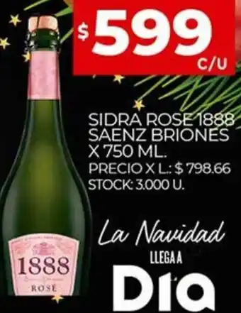 Supermercados DIA Rose 1888 Sidra Saenz Briones x 750ml oferta