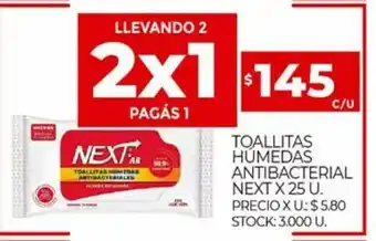 Supermercados DIA Next Toallitas Húmedas Antibacterial x 25u oferta