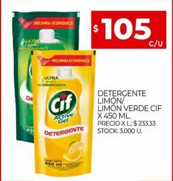Supermercados DIA Cif Detergente Limón/Limón Verde x 450ml oferta