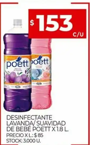 Supermercados DIA Poett Desinfectante Lavanda / Suavidad De Bebe x 1.8L oferta