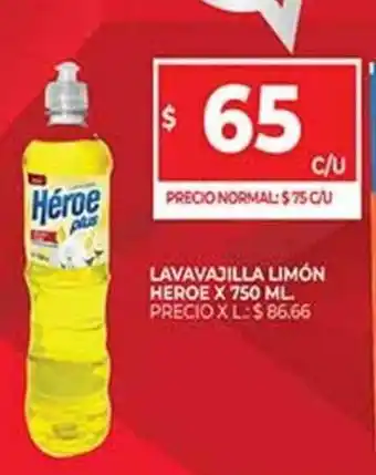 Heroe Lavavajilla Limón x 750ml