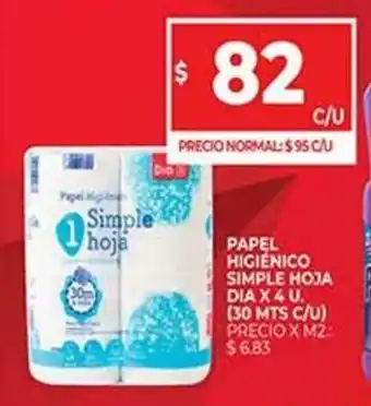 Supermercados DIA Simple Hoja Papel Higienico Dia x 4u oferta