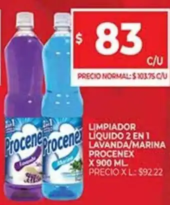 Supermercados DIA Procenex Liquido 2 en 1 Lavanda/marina x 900ml oferta