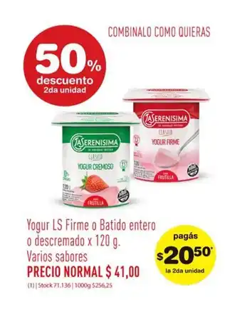 Atomo Conviene La Serenisima Yogur Firme o Batido entero o descremado x 120g oferta
