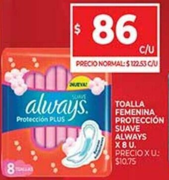Supermercados DIA Toalla Femenina Proteccion Suave Always x 8 U. oferta