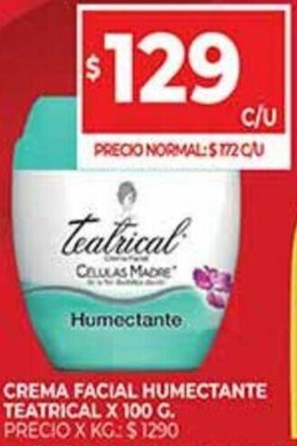 Supermercados DIA Crema Facial Humectante Teatrical x 100 g. oferta