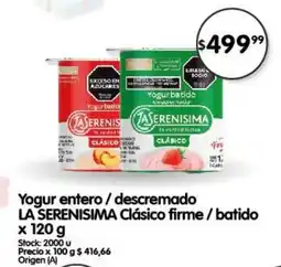 Supermercados Buenos Días Yogur entero / descremado LA SERENISIMA oferta