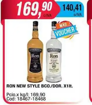Maxiconsumo Ron New Style Bco/Dor. x1lt oferta
