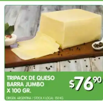 Jumbo Tripack de queso barra jumbo x 100 gr. oferta