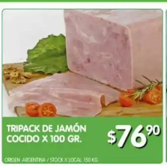 Jumbo Tripack jamón cocido x 100 gr. oferta