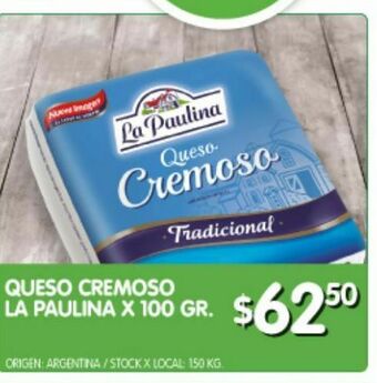 Jumbo Queso cremoso la paulina x 100g oferta