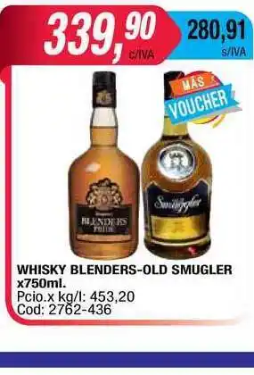 Maxiconsumo Blenders/Old Smugler Whisky x750ml oferta
