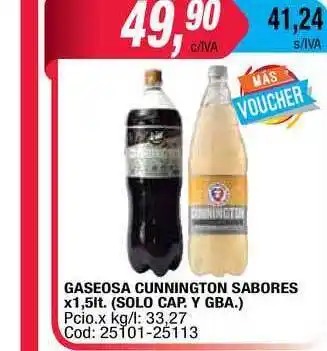 Maxiconsumo Cunnington Gaseosa Sabores x1,5lt (Solo Cap. Y Gba.) oferta