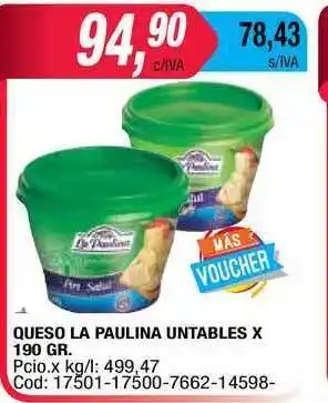 Maxiconsumo La Paulina Untables Queso x 190gr oferta