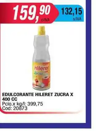 Maxiconsumo Hileret Zucra Edulcorante x 400cc oferta