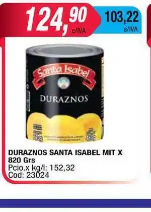 Maxiconsumo Santa Isabel Duraznos Mit x 820grs oferta