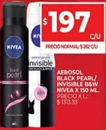 Supermercados DIA Aerosol Black Pearl / Invisible B7W Nivea x 150 ml. oferta