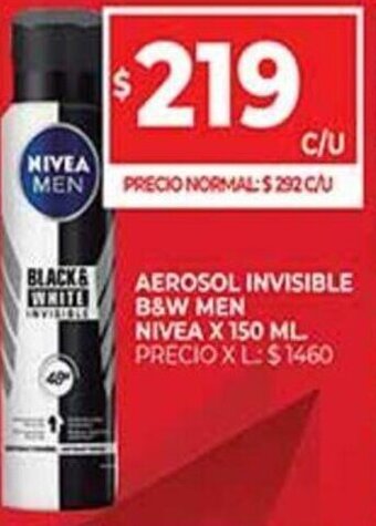 Supermercados DIA Aerosol Invisible B&W Men Nivea x 150 ml. oferta