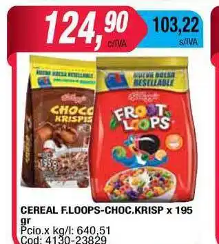 Maxiconsumo Frost Loops/Choco krispis Cereal x 195gr oferta