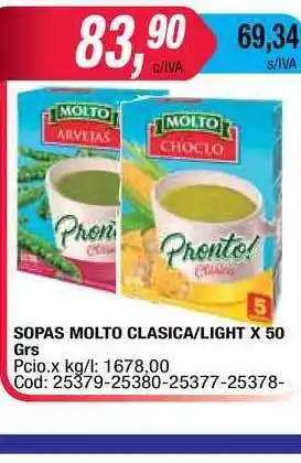 Maxiconsumo Molto Clasica/Light Sopas x 50grs oferta