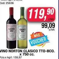 Maxiconsumo Norton Clasico Vino Tto/Bco x 750cc oferta