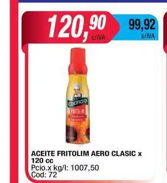 Maxiconsumo Fritolim Aceite Aero Clasic x 120cc oferta