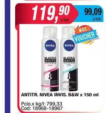 Maxiconsumo Nivea Antitranspirante Invisible B&W x 150ml oferta