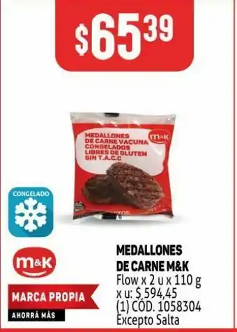 Makro Medallones de carne m&k 2 u oferta