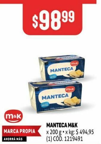 Makro Manteca m&k 200g oferta