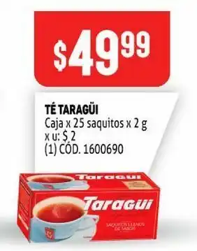 Makro Té negro taraguí 25 saquitos oferta