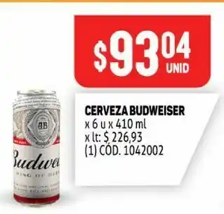 Makro Cerveza budweiser pack de 6 x 410 ml oferta